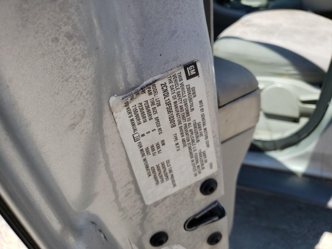 2CNDL13F556103018 2005 Chevrolet Equinox Ls