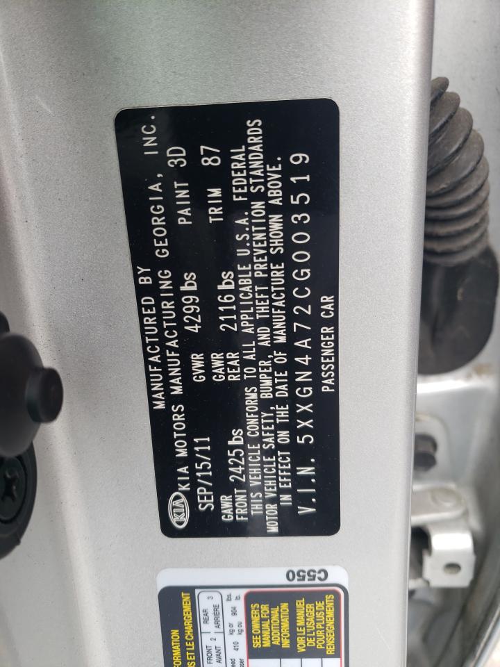 5XXGN4A72CG003519 2012 Kia Optima Ex