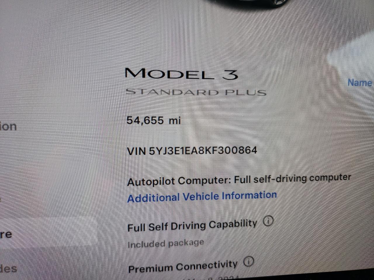 5YJ3E1EA8KF300864 2019 Tesla Model 3