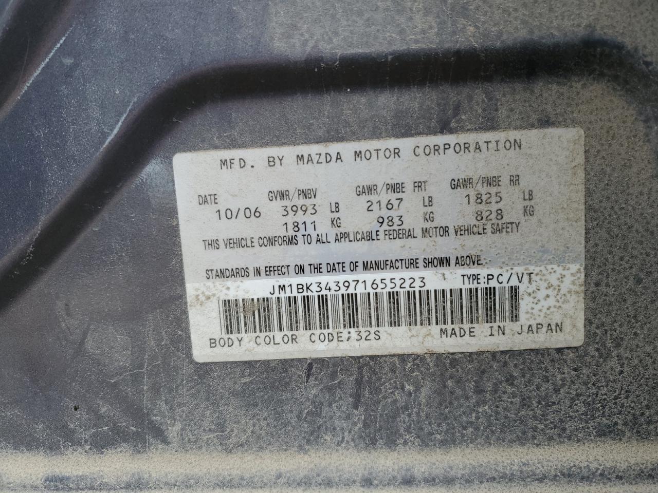 JM1BK343971655223 2007 Mazda 3 Hatchback