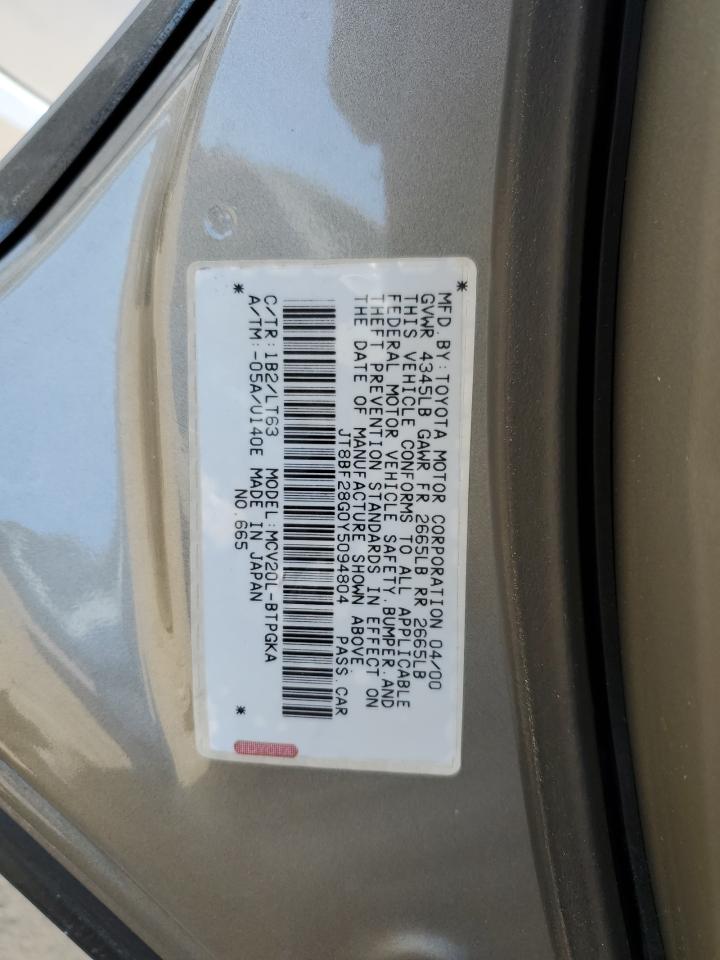 JT8BF28G0Y5094804 2000 Lexus Es 300