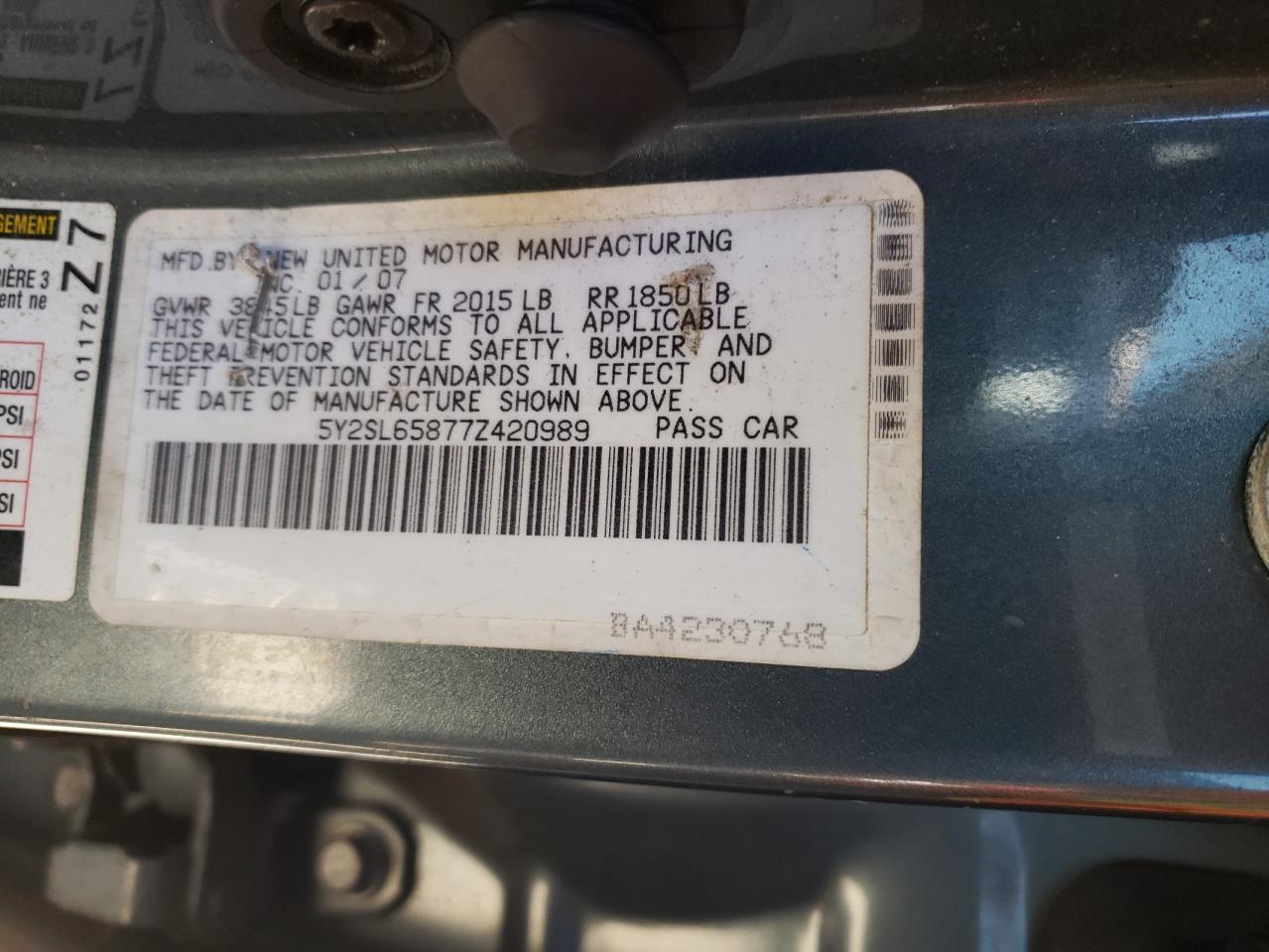 5Y2SL65877Z420989 2007 Pontiac Vibe