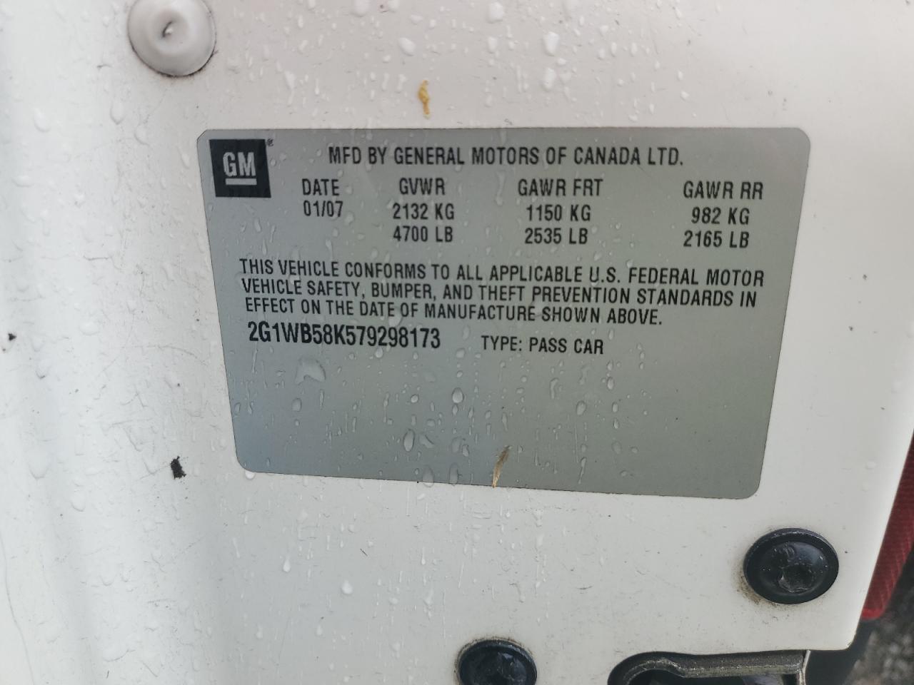 2G1WB58K579298173 2007 Chevrolet Impala Ls