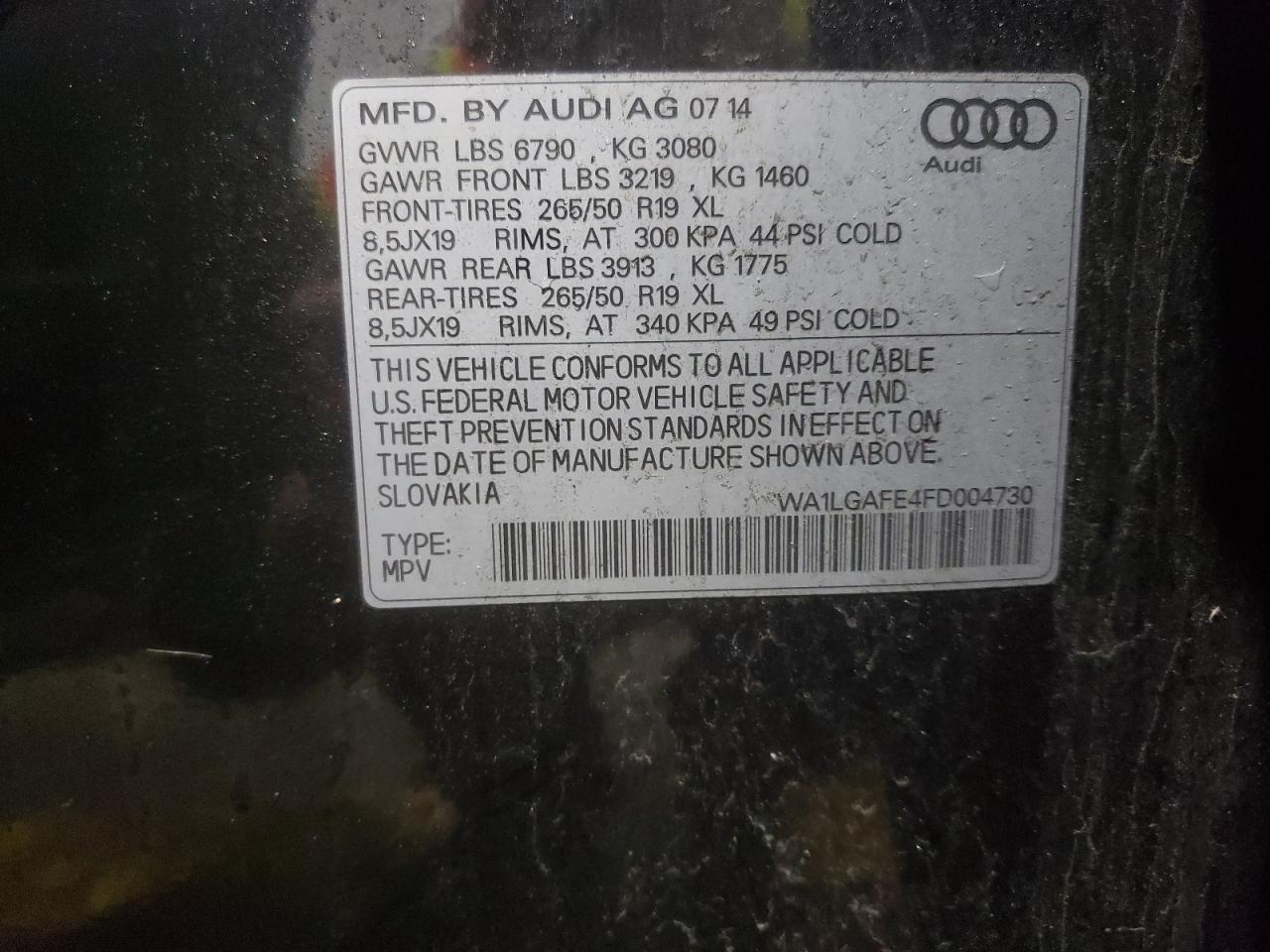 WA1LGAFE4FD004730 2015 Audi Q7 Premium Plus