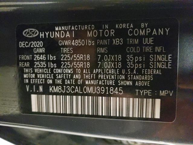 2021 Hyundai Tucson Limited VIN: KM8J3CAL0MU391845 Lot: 51177134