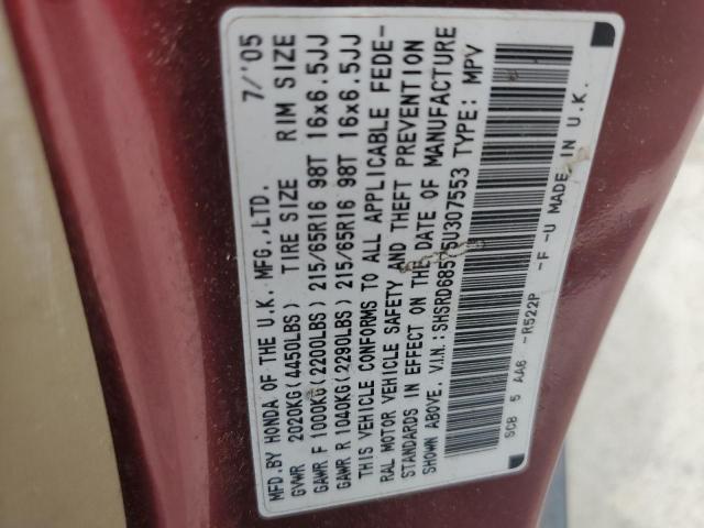 2005 Honda Cr-V Lx VIN: SHSRD68575U307553 Lot: 48967734