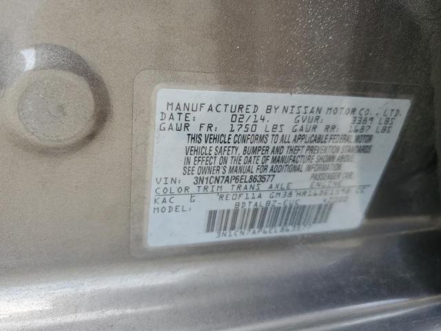 2014 Nissan Versa S VIN: 3N1CN7AP6EL863577 Lot: 52921914