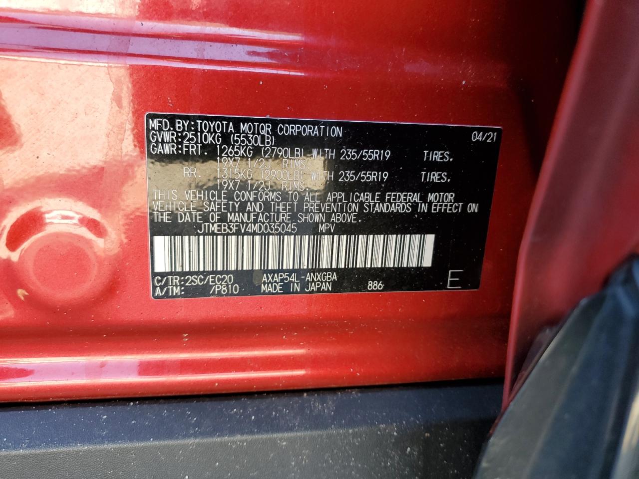 JTMEB3FV4MD035045 2021 Toyota Rav4 Prime Xse