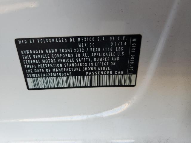 2014 Volkswagen Jetta Base VIN: 3VW2K7AJ2EM409945 Lot: 50730744