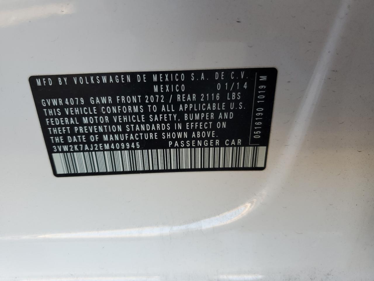 3VW2K7AJ2EM409945 2014 Volkswagen Jetta Base