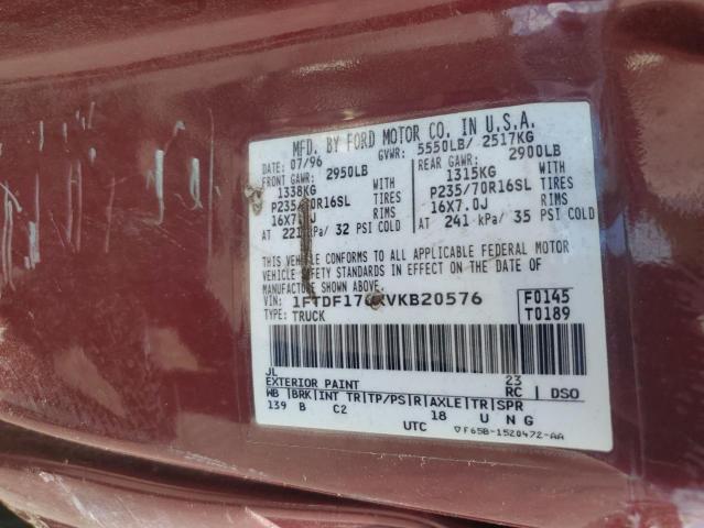 1997 Ford F150 VIN: 1FTDF176XVKB20576 Lot: 52526284