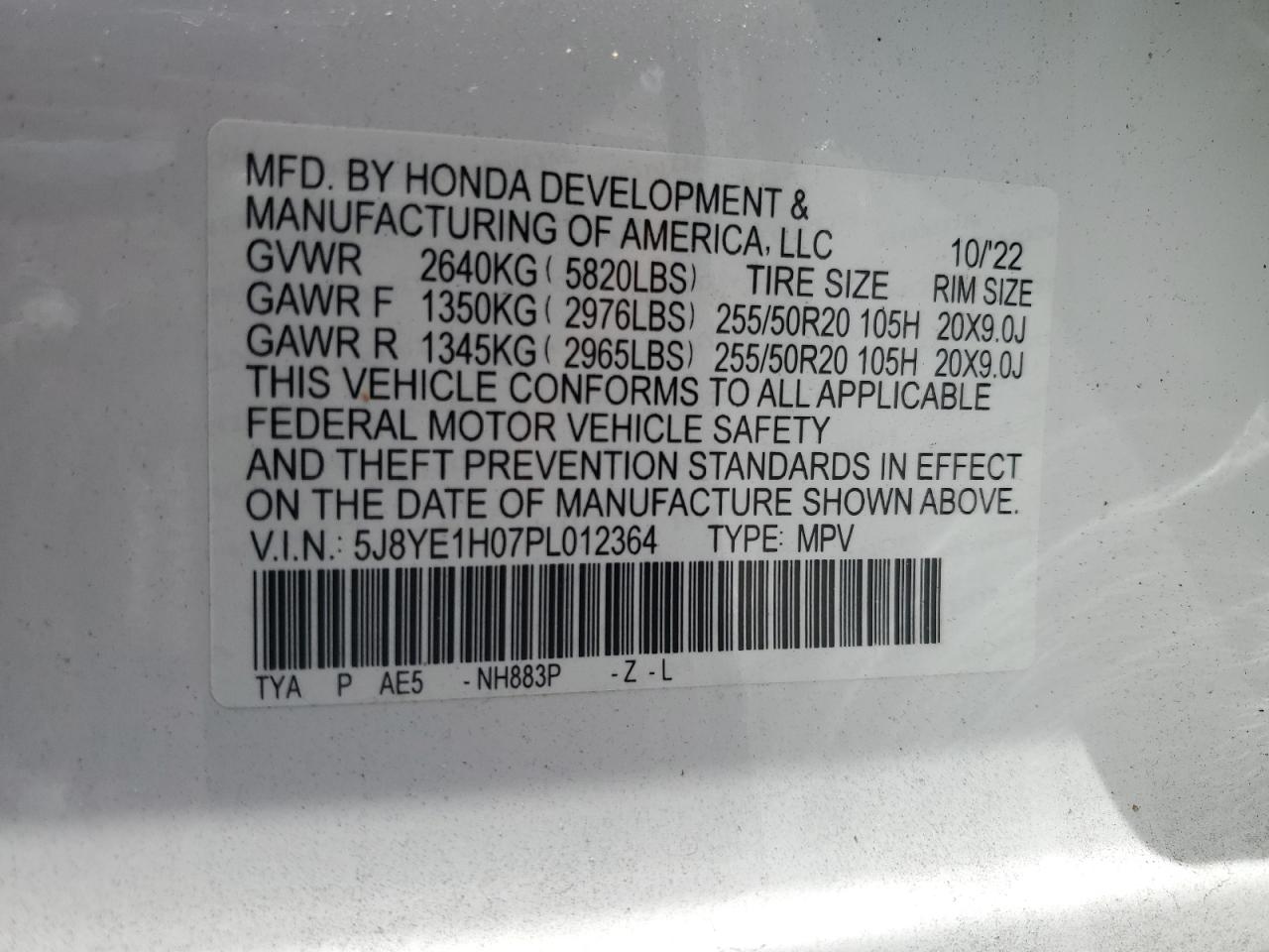 5J8YE1H07PL012364 2023 Acura Mdx A-Spec