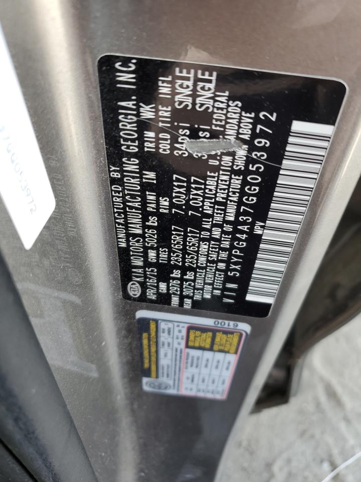 5XYPG4A37GG053972 2016 Kia Sorento Lx