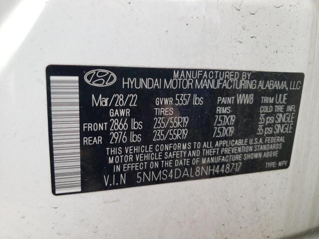 2022 Hyundai Santa Fe Limited VIN: 5NMS4DAL8NH448717 Lot: 49340814