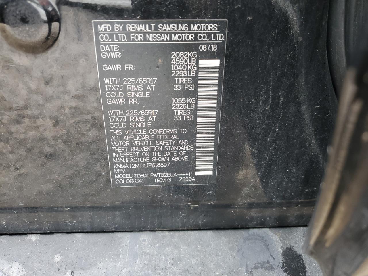 KNMAT2MTXJP618897 2018 Nissan Rogue S