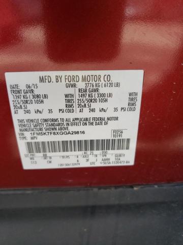 2016 Ford Explorer Limited VIN: 1FM5K7F8XGGA29816 Lot: 52657204