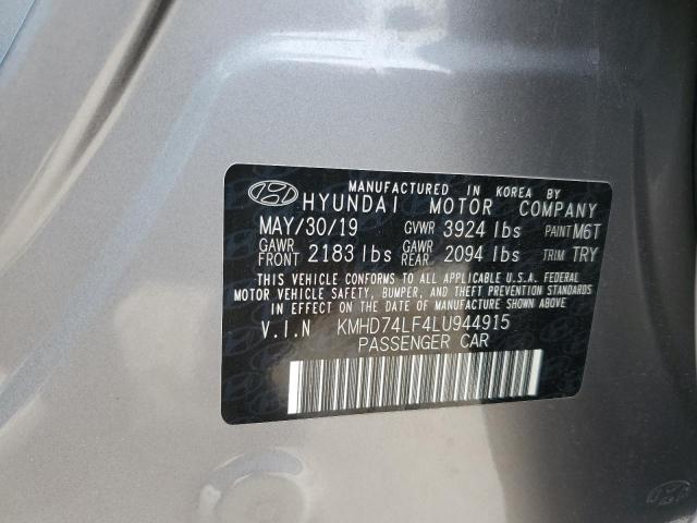 2020 Hyundai Elantra Se VIN: KMHD74LF4LU944915 Lot: 50798164