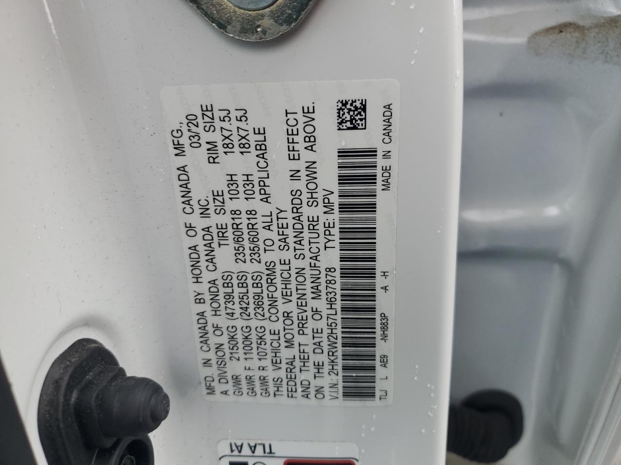 2HKRW2H57LH637878 2020 Honda Cr-V Ex