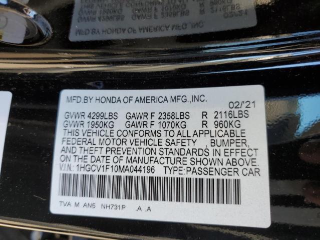 2021 Honda Accord Lx VIN: 1HGCV1F10MA044196 Lot: 50968904