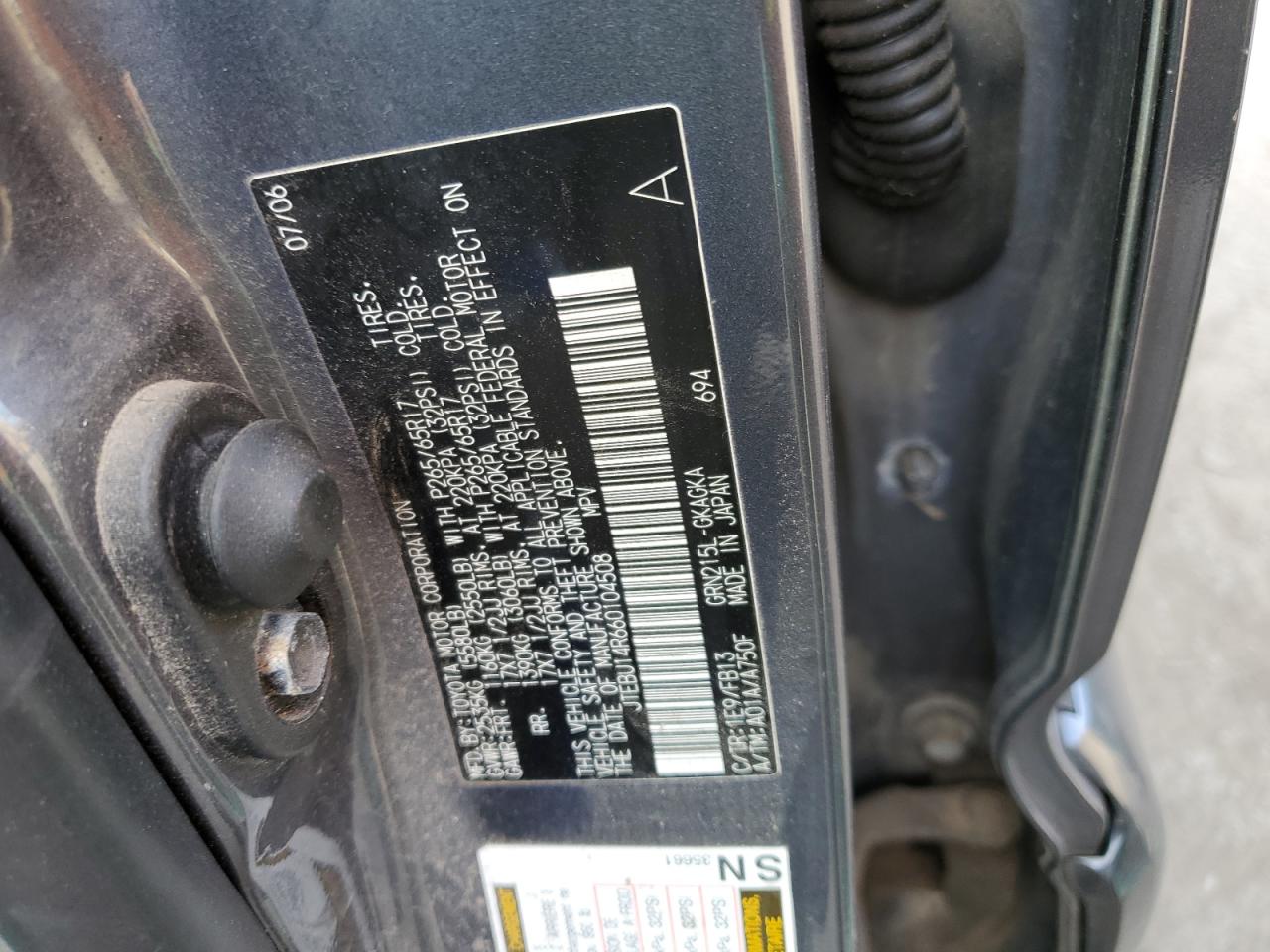 JTEBU14R660104508 2006 Toyota 4Runner Sr5