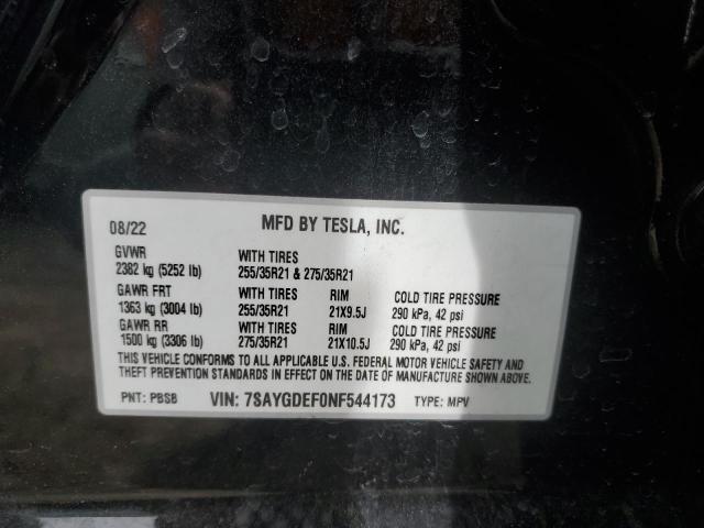 2022 TESLA MODEL Y - 7SAYGDEF0NF544173