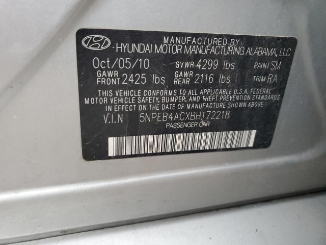 2011 Hyundai Sonata Gls VIN: 5NPEB4ACXBH172218 Lot: 52573774