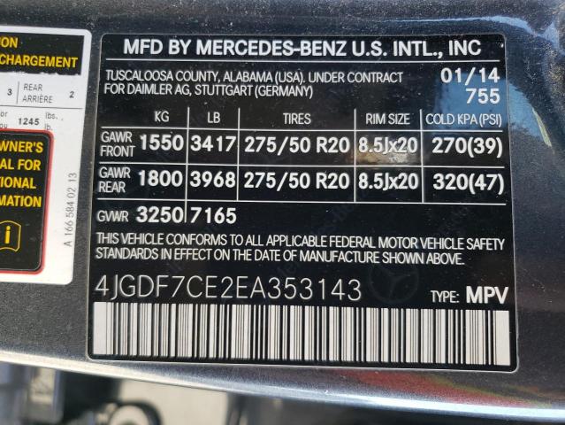 VIN 4JGDF7CE2EA353143 2014 Mercedes-Benz GL-Class, ... no.13