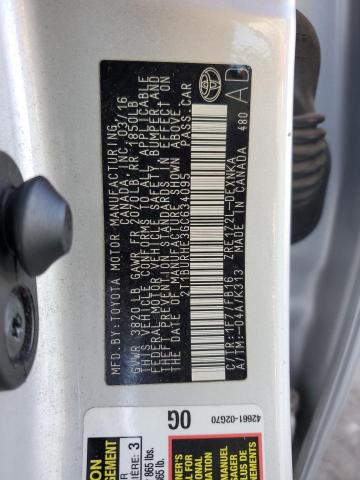 2016 Toyota Corolla L VIN: 2T1BURHE3GC634095 Lot: 50615284