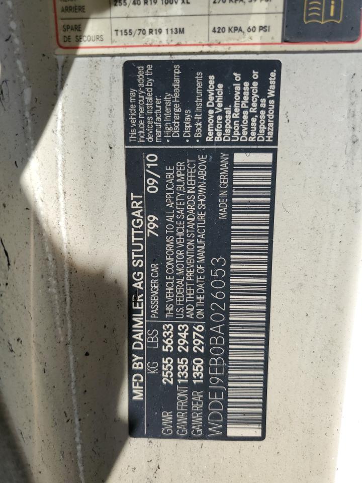 WDDEJ9EB0BA026053 2011 Mercedes-Benz Cl 550 4Matic