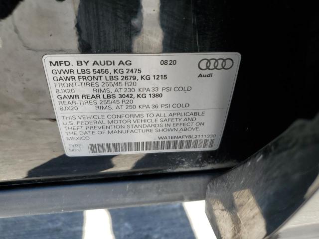 2020 Audi Q5 Titanium Premium Plus VIN: WA1ENAFY8L2111330 Lot: 52027174