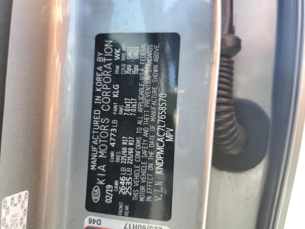 KNDPMCAC7L7658570 2020 Kia Sportage Lx