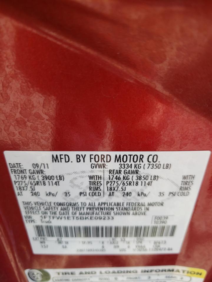 1FTFW1ET5BKE09233 2011 Ford F150 Supercrew