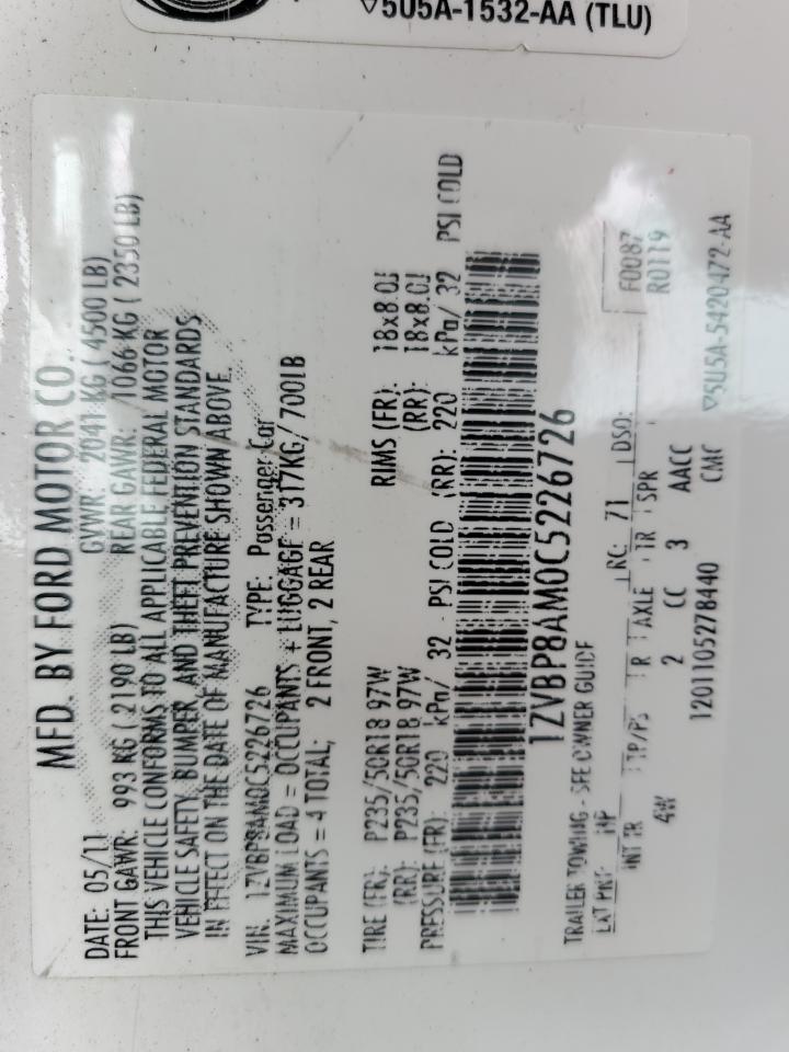 1ZVBP8AM0C5226726 2012 Ford Mustang