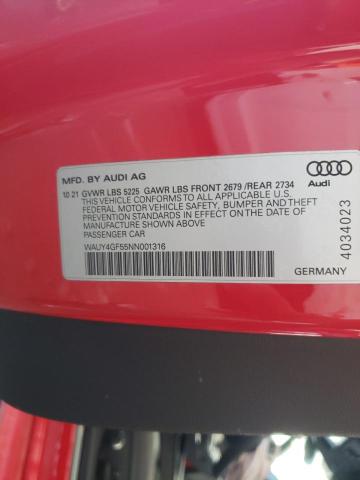2022 AUDI S5 PRESTIG WAUY4GF55NN001316