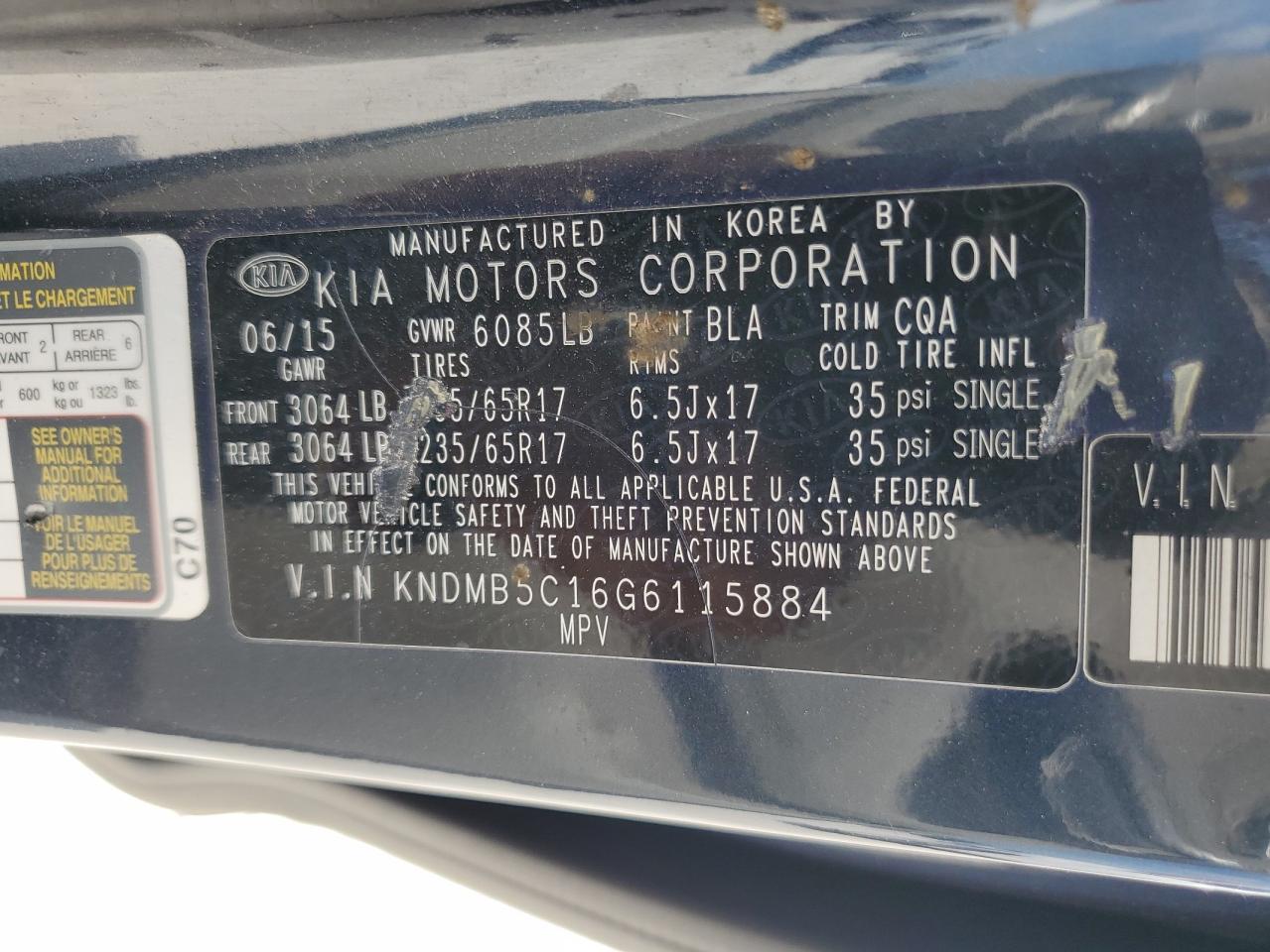 KNDMB5C16G6115884 2016 Kia Sedona Lx