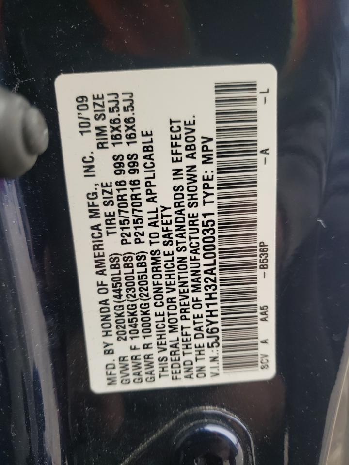 5j6yh1h32al000351 5J6YH1H32AL000351 2010 Honda Element Lx