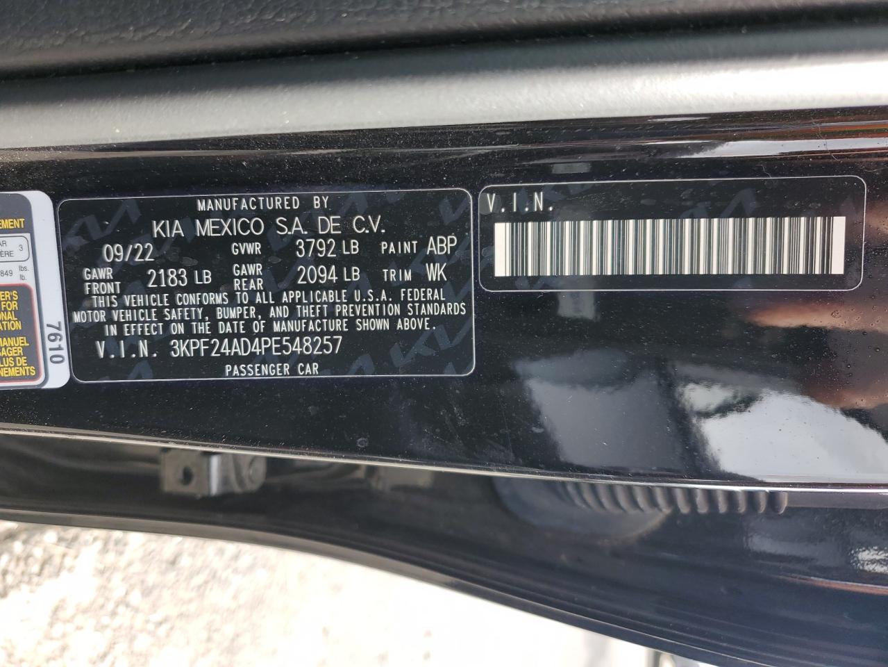 3KPF24AD4PE548257 2023 Kia Forte Lx