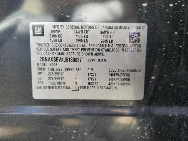 2018 Chevrolet Equinox Lt VIN: 2GNAXSEVXJ6180037 Lot: 50789764