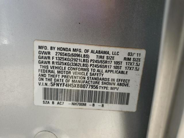 2011 Honda Pilot Exl VIN: 5FNYF4H5XBB077956 Lot: 49771594