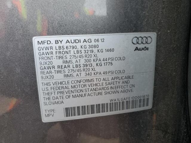 2013 Audi Q7 Premium Plus VIN: WA1LGAFE1DD001670 Lot: 51367924