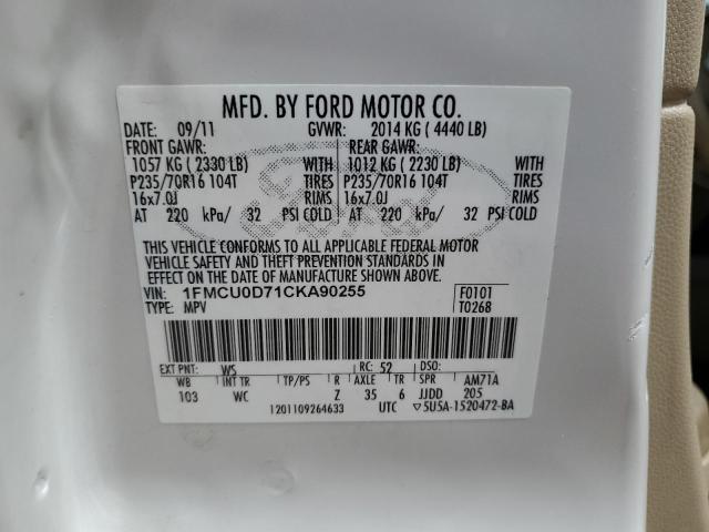 2012 Ford Escape Xlt VIN: 1FMCU0D71CKA90255 Lot: 48710374