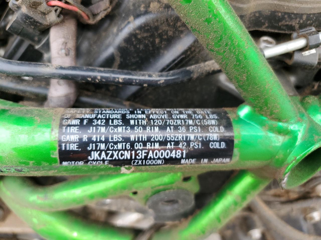 JKAZXCN13FA000481 2015 Kawasaki Zx1000 N