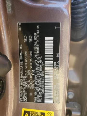 VIN 5TDKZRFH6KS331410 2019 Toyota Highlander, SE no.12