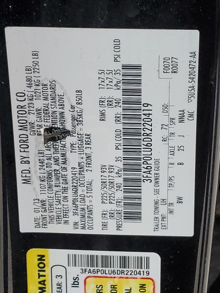 3FA6P0LU6DR220419 2013 Ford Fusion Se Hybrid