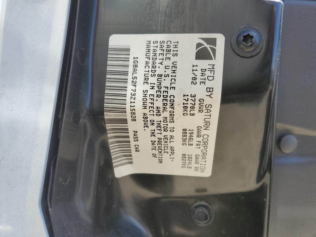 1G8AL52F73Z115828 2003 Saturn Ion Level 3