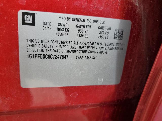 2012 Chevrolet Cruze Lt VIN: 1G1PF5SC0C7247847 Lot: 48730844