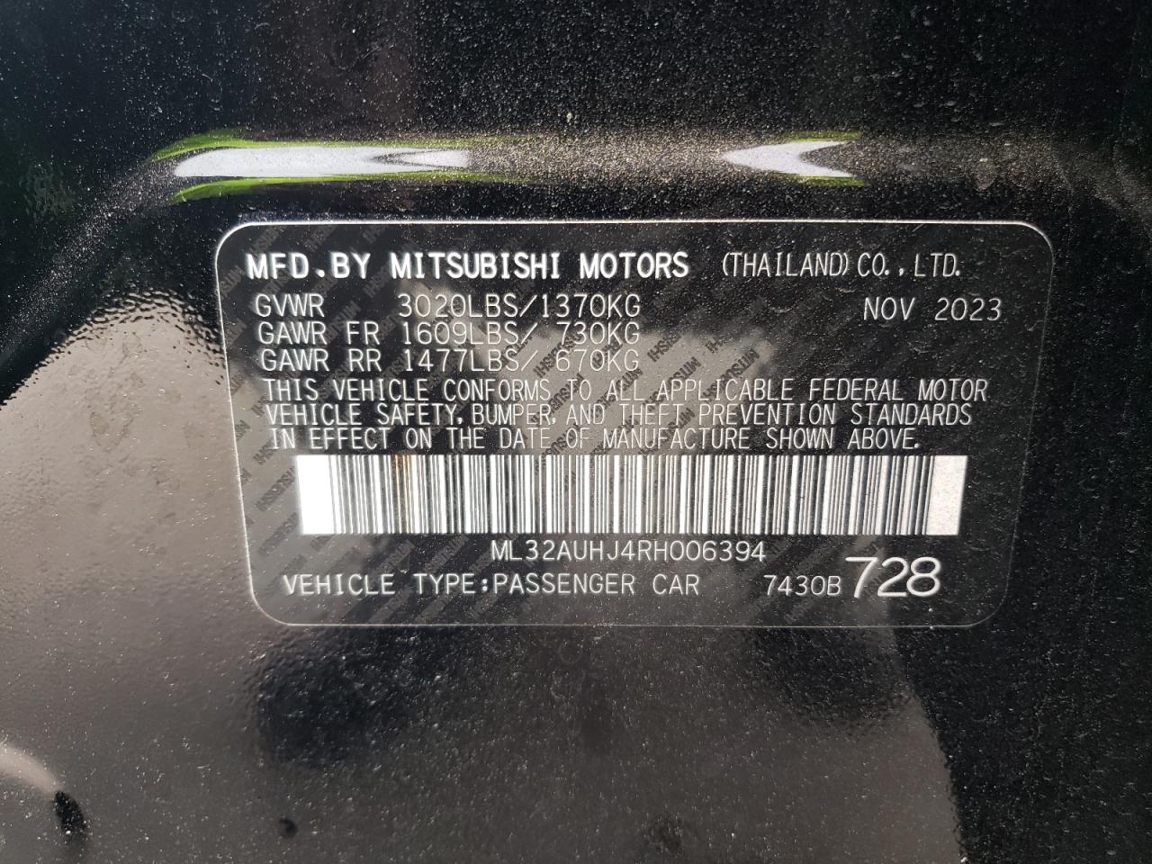 ML32AUHJ4RH006394 2024 Mitsubishi Mirage Es