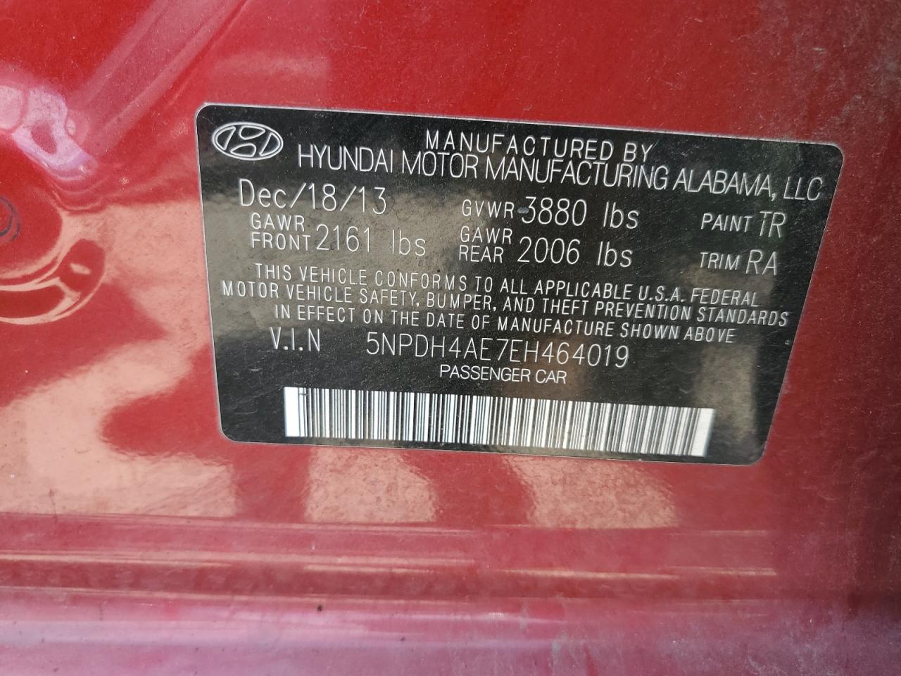 5NPDH4AE7EH464019 2014 Hyundai Elantra Se