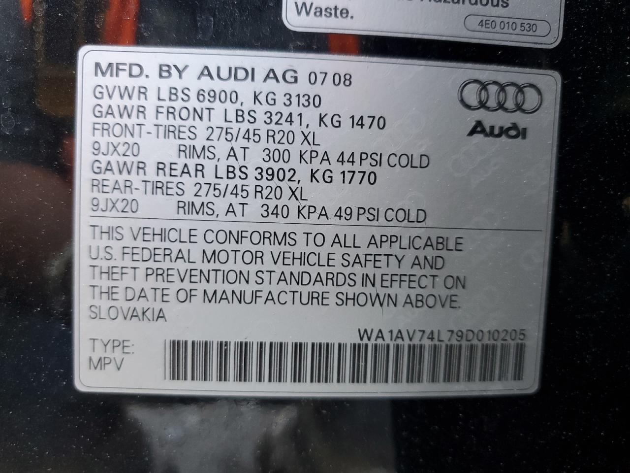 WA1AV74L79D010205 2009 Audi Q7 Prestige