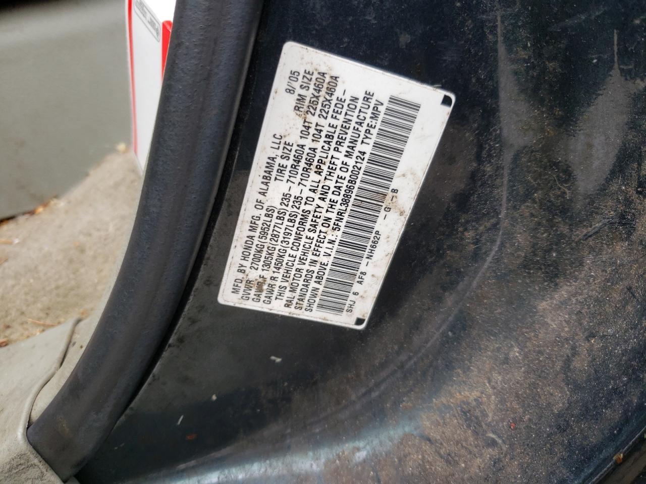 5FNRL38896B002124 2006 Honda Odyssey Touring